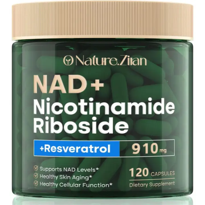 Suplemento NAD 120 Cápsulas, Ribosido de Nicotinamida Liposómica, Resveratrol, Quercetina, Ribosido de Nicotinamida NAD Resveratrol 910 mg para Mujeres y Hombres, Suplemento NAD para Antienvejecimiento y Regeneración Celular - 1