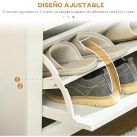 Zapatero moderno para recibidor de entrada para 12 pares de zapatos con cajones abatibles y estantes ajustables, zapatero estrecho para pasillo, blanco. - details 4