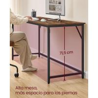 Mesa Oficina Pequeña y Estación Trabajo, Mesa para Teletrabajo, Estudio, Dormitorio, 50 x 100 x 76 cm, Estilo Industrial, Estructura Metal, Marrón Rústico y Negro Tinta LWD41X - details 44