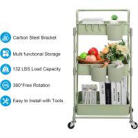 3 Niveles, Carrito Plegable de Metal, Estante con Ruedas, Organizador de estantes, Estante de Cocina, Carrito Plegable Multiusos para Cocina, baño, Oficina (Verde) - details 7