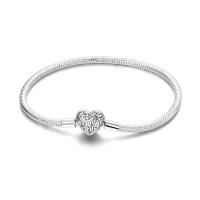 Pulseras de seguridad de corazón de melocotón de Plata de Ley para mujer, dijes colgantes originales, cuentas para joyería - details 8
