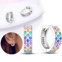 Pendientes de aro de Plata de Ley 925 para mujer, aretes de doble aro, regalos de joyería, regalo del Día de San Valentín - details 10