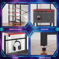 Ordenador con estanterías, pequeño Escritorio esquinero con iluminación LED y enchufes, 113 cm - details 21