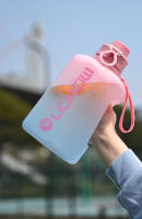 Botella de agua deportiva con pajita de gran capacidad, hervidor de agua portátil de plástico para exteriores - details 18