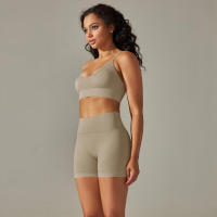 Conjunto Deportivo de Yoga sin Costuras para Mujeres Sports Bra Sin Mangas, Pantalones Cortos - details 13
