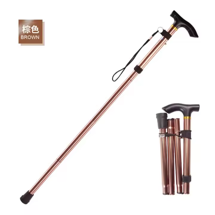 Bastón plegable de aleación de aluminio para ancianos, bastón telescópico de Trekking, antideslizante, 2 piezas - 1
