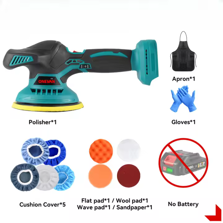 Pulidora de coche eléctrica ONEVAN de 21V, pulidora automotriz inalámbrica de 7000 rpm, pulidora de coche inalámbrica ajustable para juego de pines de batería Makita - 1