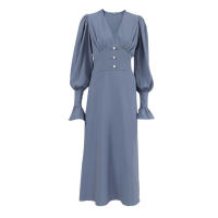 Manga farol francés Dre cuello en V Slim Fit Otoño Invierno nuevo estilo elegante mujer - details 19