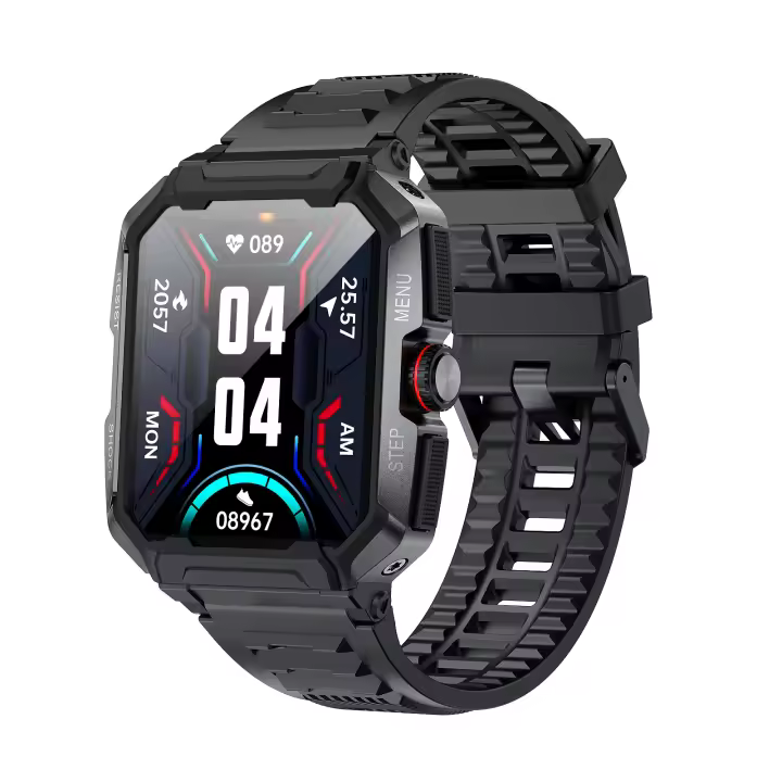 El reloj inteligente AK47 se puede conectar a través de Bluetooth para llamadas y medición del ritmo cardíaco, Material impermeable IP68 - 1