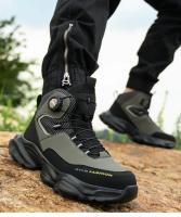 Zapatos de seguridad con botón giratorio para hombre, calzado de trabajo impermeable, botas de construcción con tiras reflectantes, punta de acero, talla 48, Invierno - details 17