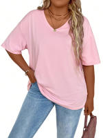 Camiseta de manga corta para mujer, ropa de talla grande, Tops informales a la moda - details 10