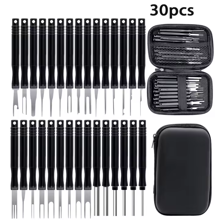 Herramienta de desmontaje de terminales, caja de 30 piezas, kit de extractor de pines de conector de prensado de cables - 1