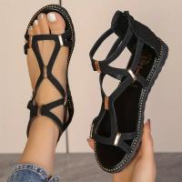 Women Flat Cutout Design Sandals Open Toe Back Zipper Shoes Casual Summer Beach Sandals - details 5
