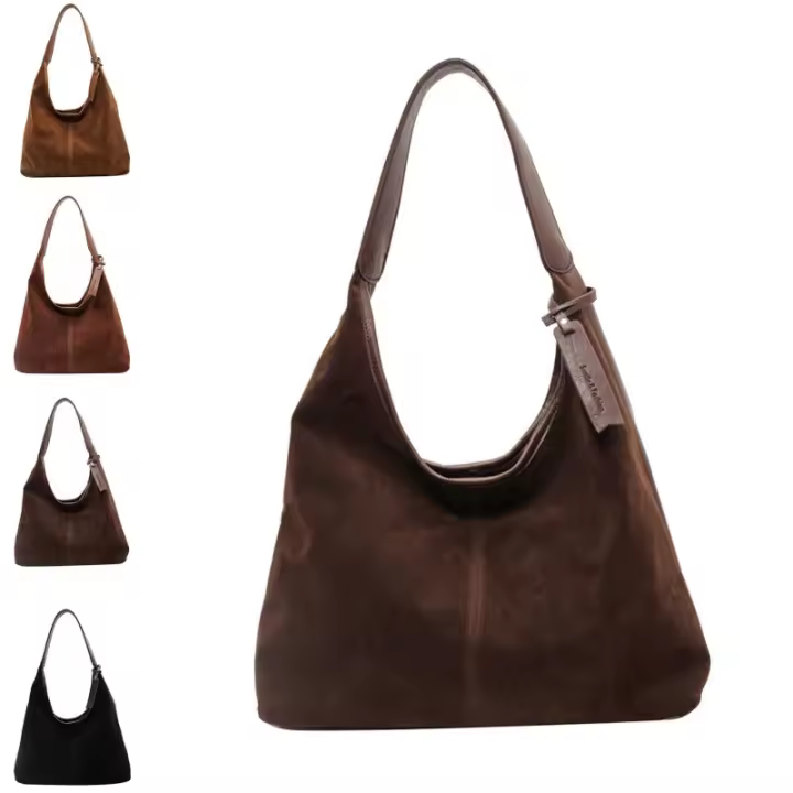 Bolso Hobo de Cuero Suéder Bolso de Mano Desgastado para Mujeres Bolso de Oficina de Viaje - 1