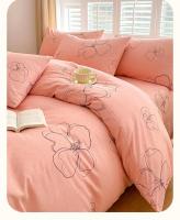 Sábana Rosa con Estampado Floral de Algodón Puro Cómoda con Cierre de Cremallera Tela Amigable con la Piel Sin Cojín para la Cama - details 5