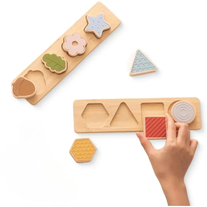 Juego de combinación de formas Montessori de madera, rompecabezas de clasificación de formas, juguete educativo sensorial de Color, preescolar, educativo - 1