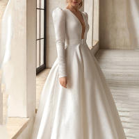 Vestido de mujer con satén blanco socialité que parece delgado y alto, vestido estilo francés - details 5
