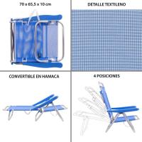 Ligera Portátil |   Baja y Reclinable de 4 Posiciones |   Para camping, piscina, terraza o jardín azul - details 2