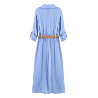 BUNO-2025vestido con decoración de bolsillo, cuello en V, a rayas, para ir al trabajo, básico, suelto, temperamento, ropa de verano para mujer - details 5