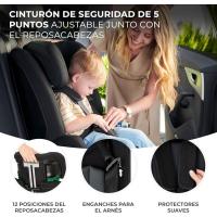 Silla de Coche para Niños Amplia, Suave, Arnés de 5 Puntos, Ajuste de Cabeza, Reductor Modular, Negro - details 13