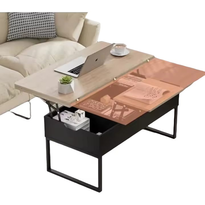 Mesa de Centro elevable para salón, Modernas Mesa de Centro Elevable, mesas Bajas elevables, Mesa elevable, mesita Mueble Salon Comedor, 100cm Mesa elevable Negra Madera - 1