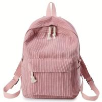 Mochila universitaria de pana para mujeres Mochila de color sólido simple con gran capacidad Mochila casual - details 2