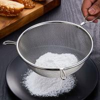 Pantalla de filtro de harina de acero inoxidable con mango, colador de malla para aperitivos, patatas fritas, leche de soja, cuchara de cocina, pantalla de doble oreja - details 7
