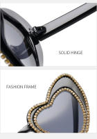 Gafas de sol personalizadas para mujer, conjunto de diamantes de amor, decoración de corazón de melocotón, Bola de moda, nuevo - details 6