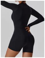 Traje de gimnasio de yoga para mujeres mono deportivo de manga larga con medio cierre sobre todo el cuerpo ropa de fitness para entrenamiento - details 7