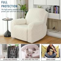 Funda de sillón relax extensible, funda para sofá relax de 1 plaza con bolsillo lateral, para sillón reclinable de relajación y masaje, 4 piezas con jacquard (beige) - details 2