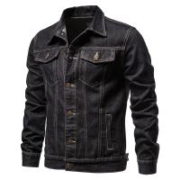 Chaquetas de Denim de Cuello Rico para Hombres Ajuste Delgado, Moda Motocicleta, Pendientes Casuales de Algodón, Negro y Azul - details 6