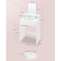 Mesa de Maquillaje con Espejo Grande, Gabinete con 2 Cajones y 3 Compartimentos, Estilo Moderno, Blanco RDT113W01 - details 13