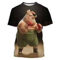 Interesante camiseta con estampado 3D de cerdo de talla grande para hombre, camiseta deportiva para exteriores Fiess, pantalón corto informal de calle transpirable de secado rápido, manga - details 5