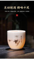 Yangzhi Jade Classic Ciruela Orquídea Bambú Crisantemo Maestro Dehua Porcelana Blanca Oficina y Hogar Taza de Té Grande - details 2
