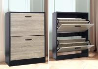 Mueble zapatero de 12 pares - Estantería de gran capacidad para vestíbulo o pasillo - (ancho) 60 x (profundidad) 24 x (alto) 80 cm - Madera clara blanca - details 93