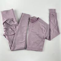 conjunto de yoga para mujer sin costuras ropa deportiva de gimnasio con manga larga sujetador de alto cinturón leggings de gimnasio traje deportivo - details 93