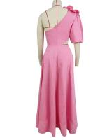 Maxi apliques con hombros descubiertos, cintura de una sola manga, vestido midi de boda de noche para mujer grande - details 15