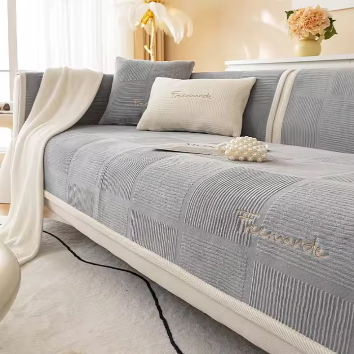 Funda de Sofá de Color Sólido Nórdico Almohada de Cojín de Terciopelo Grueso Antideslizante para Sala de Estar Decoración de Hogar Cómoda - 1