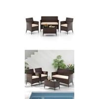 Conjunto de Muebles de Jardín 3 Piezas, 2 Sillones de Polirratán y 1 Mesa con Tablero de Cristal, Juego de Bistro con Cojines, Mesa y Silla para Terraza, Jardín, Patio - details 19