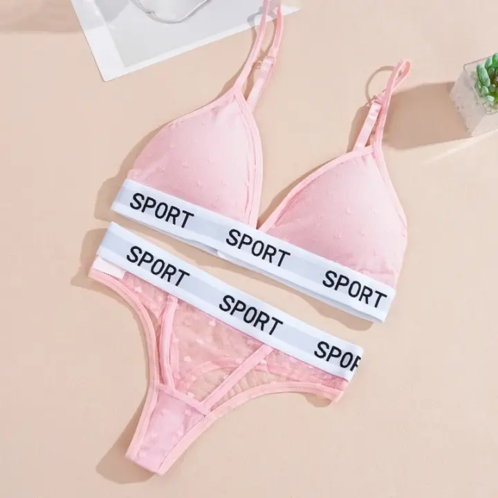 2 unids/set de sujetadores de encaje sexis para mujer, bragas brasileñas con perspectiva de cintura baja, sujetador suave inalámbrico para mujer, conjunto de sujetadores push-up para mujer - 1