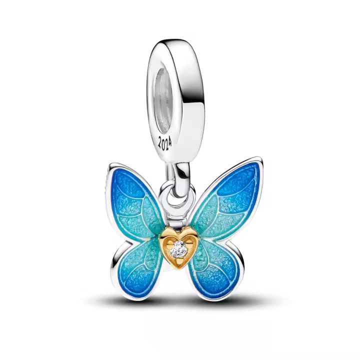 Colgante de Mariposa Azul en Plata de Ley 925 Diseño de Gradiente Veraniego Adornos DIY de Joyería - 1