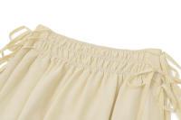 BUNO-nueva moda cordón lateral de cintura alta elegante falda amarilla mujeres vacaciones verano suelta gasa Midi faldas mujer - details 18