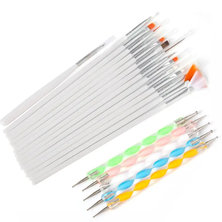 Juego de pinceles para decoración de uñas, juego de pinceles para pintura, punteado, dibujo, esmalte, 20 unidades - 1