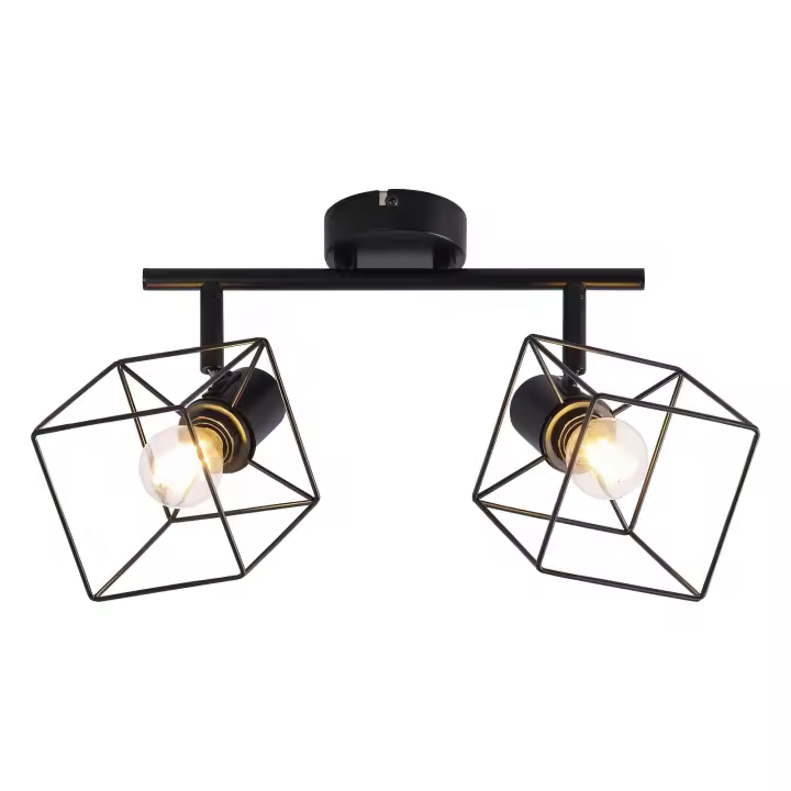 CBJKTX Foco de techo negro E14 350 °   Lámpara de techo giratoria de metal vintage sin bombilla para dormitorio - 1