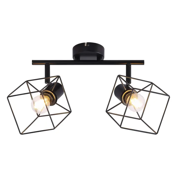 CBJKTX Foco de techo negro E14 350 °   Lámpara de techo giratoria de metal vintage sin bombilla para dormitorio - 1