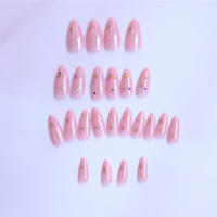 ARTAUG Set De 24 Uñas Postizas De Presión Medio Almendra Rosa Candy Color Flash Drill Uñas Postizas Completas Para Fiesta Verano - details 1