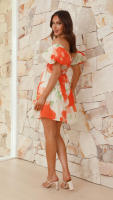 Vestido de manga corta con cuello en V, estampado, estilo veraniego para mujer - details 13