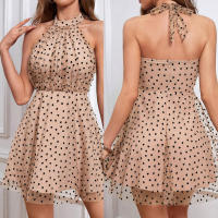 Vestido de malla elegante de corte corto entrecruzado para verano, usado con cinturón - details 1