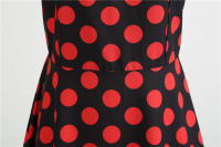 Vestido midi retro de fiesta con estampado de lunares, tirantes finos y cinturón para mujer - details 44