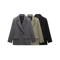 Nuevo Blazer de Manga Larga para Mujer Cashmere, Pattern de Monograma, Doble Botonadura, Vintage - details 1